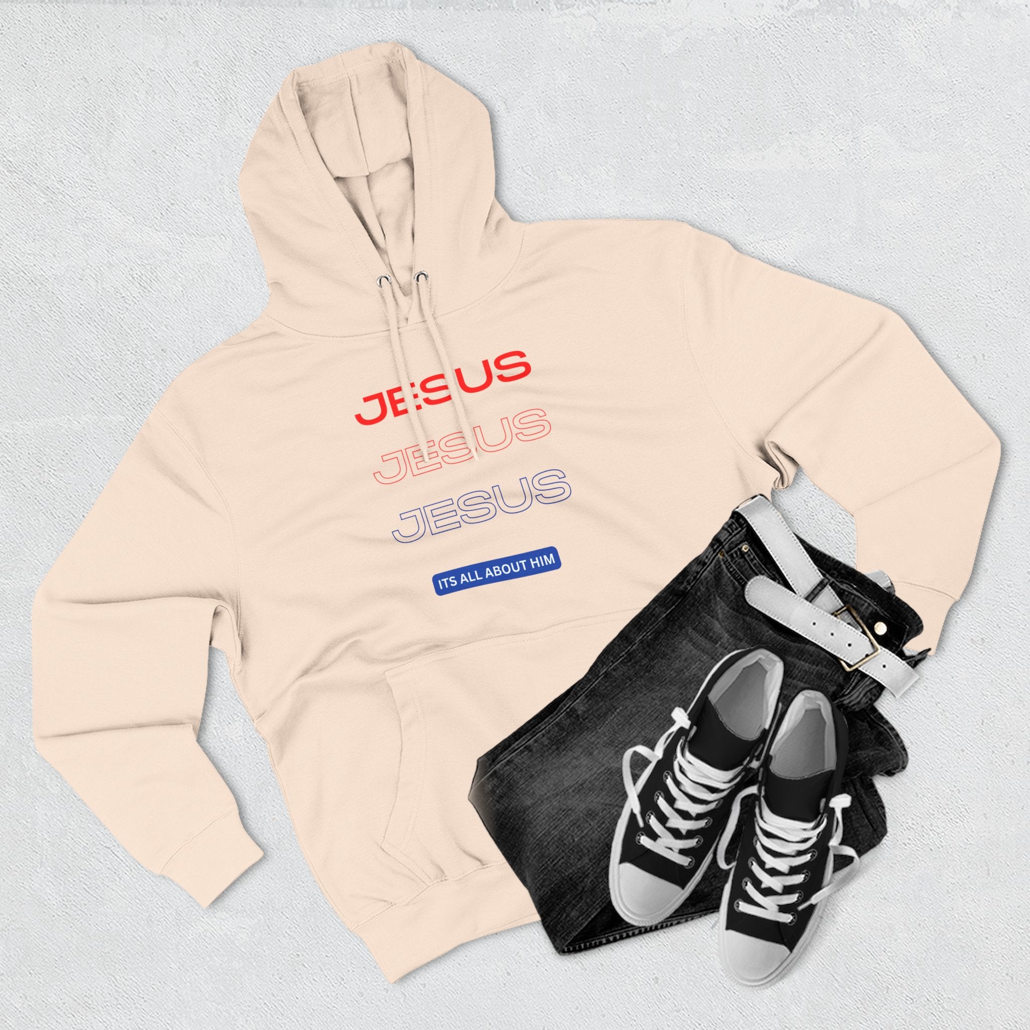 Jesus Jesus Jesus It's All About Him Three-Panel Fleece Hoodie