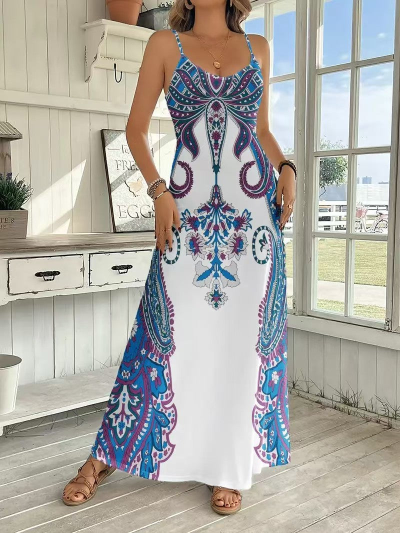 Dress V-neck Sleeveless Jumpsuit Print