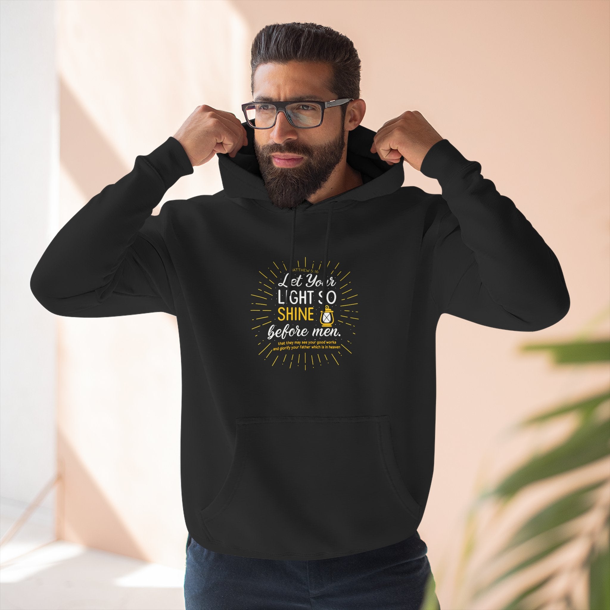 Let Your Light So Shine Before Men Matthew 5:16 Panel Fleece Hoodie