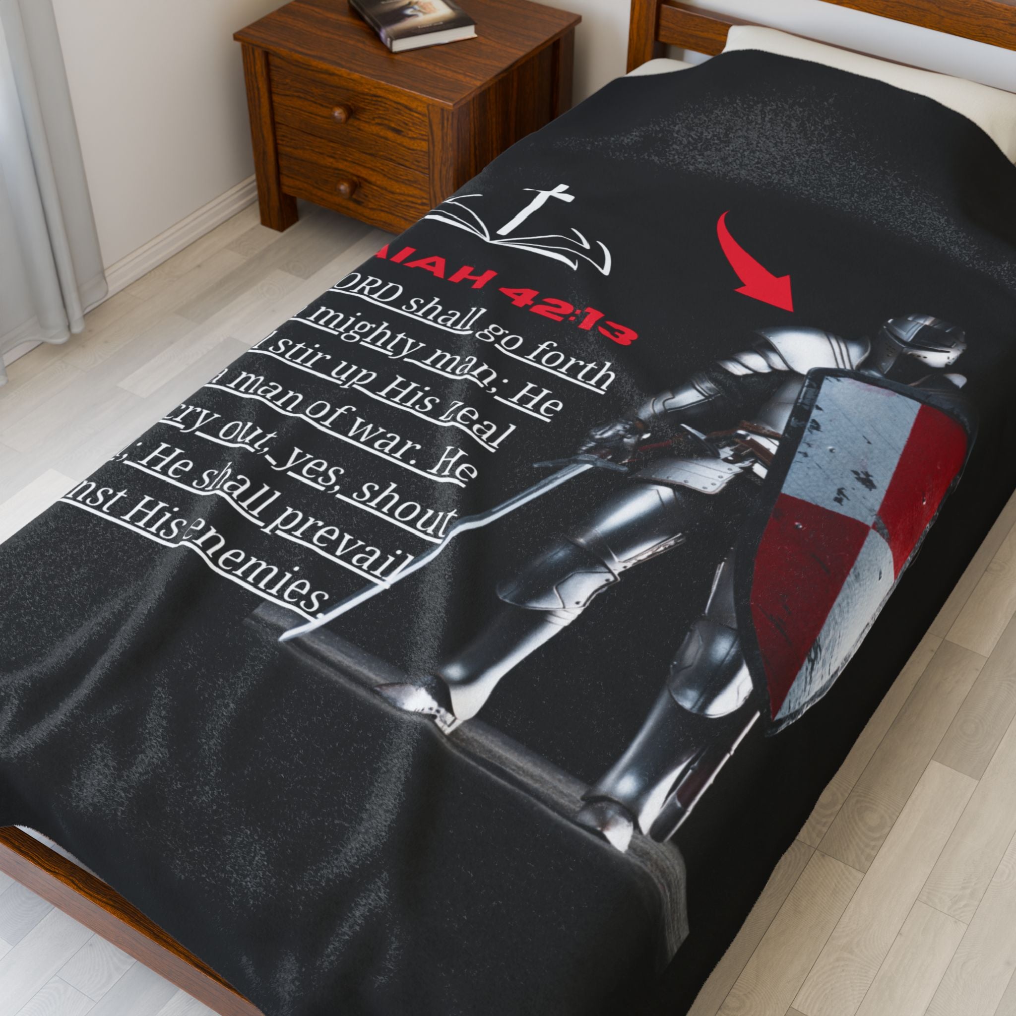 Isaiah 43:13 The Lord Will March Like a Mighty Warrior Christian Velveteen Plush Blanket