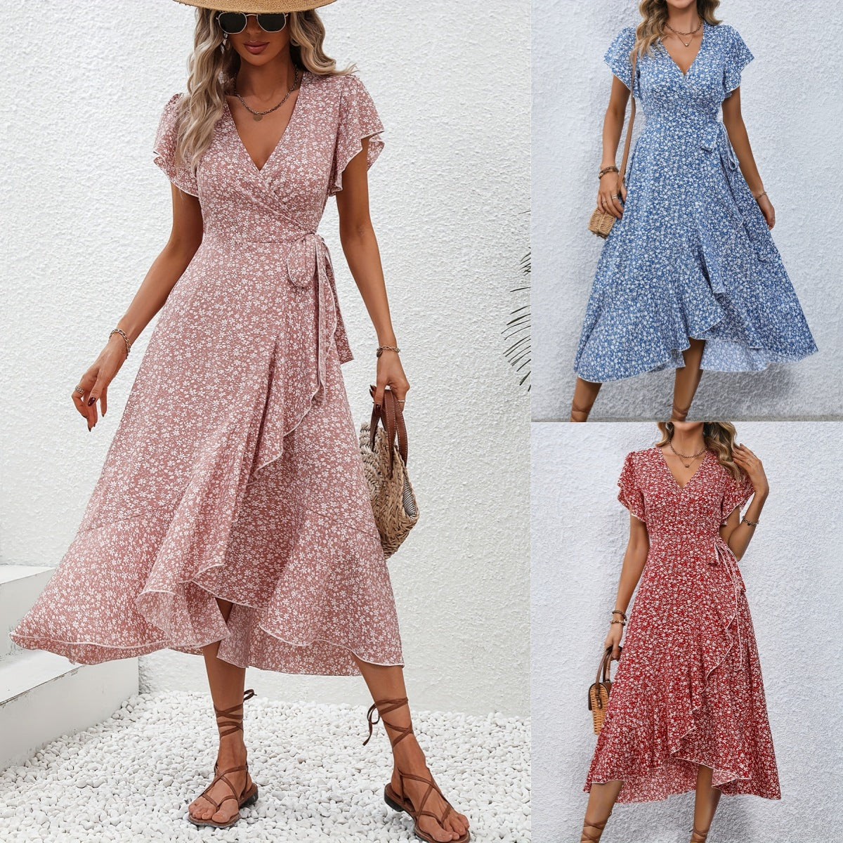 Women's Fashion Floral Short Sleeve Dress